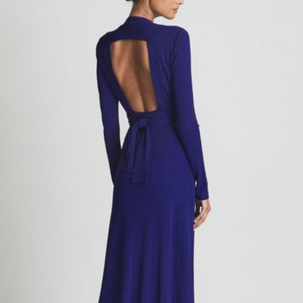 NWT REISS | Bailey Plunge Neckline Cut Out Back Maxi Dress - Picture 5 of 7